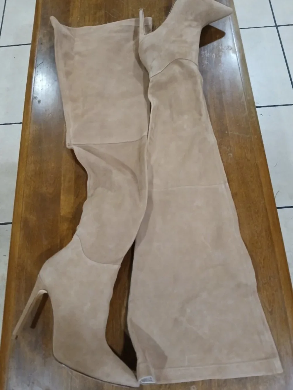 RAYE Tan Suede Thigh Height Stiletto Boots sz 8.5 M